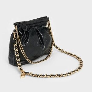 Charles & Keith Duo Double Chain Hobo Bag - Black